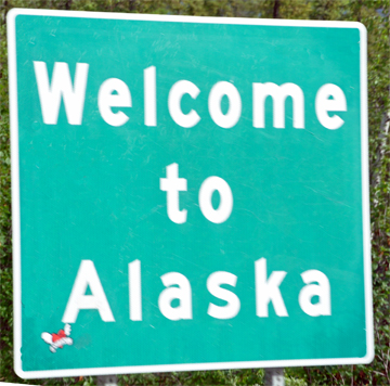bland welcome to Alaska sign